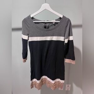 Hatley Black, Gray & Beige Striped Women’s Top